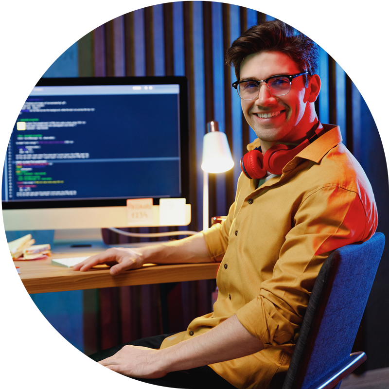 guy coding on a pc