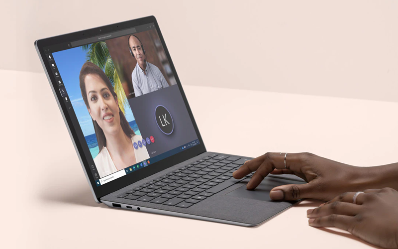 Surface Laptop displaying video meeting