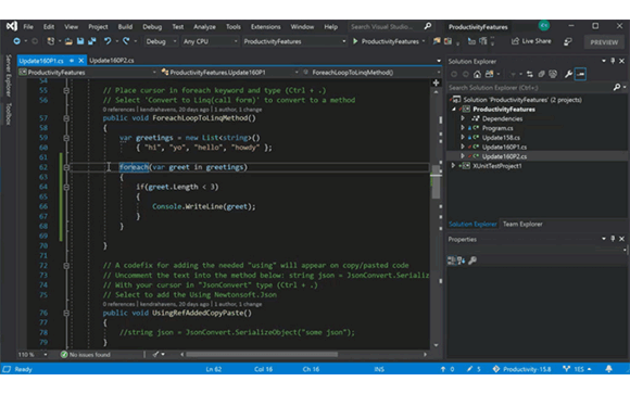 Visual Studio IDE code screenshot