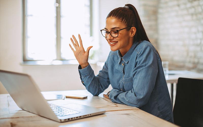 Woman working on a laptop